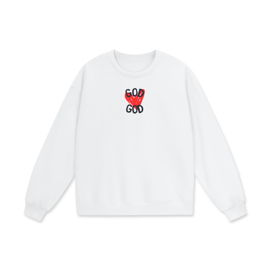 God (Heart) Heavyweight Drop Shoulder Oversized Fleece Sweatshirt