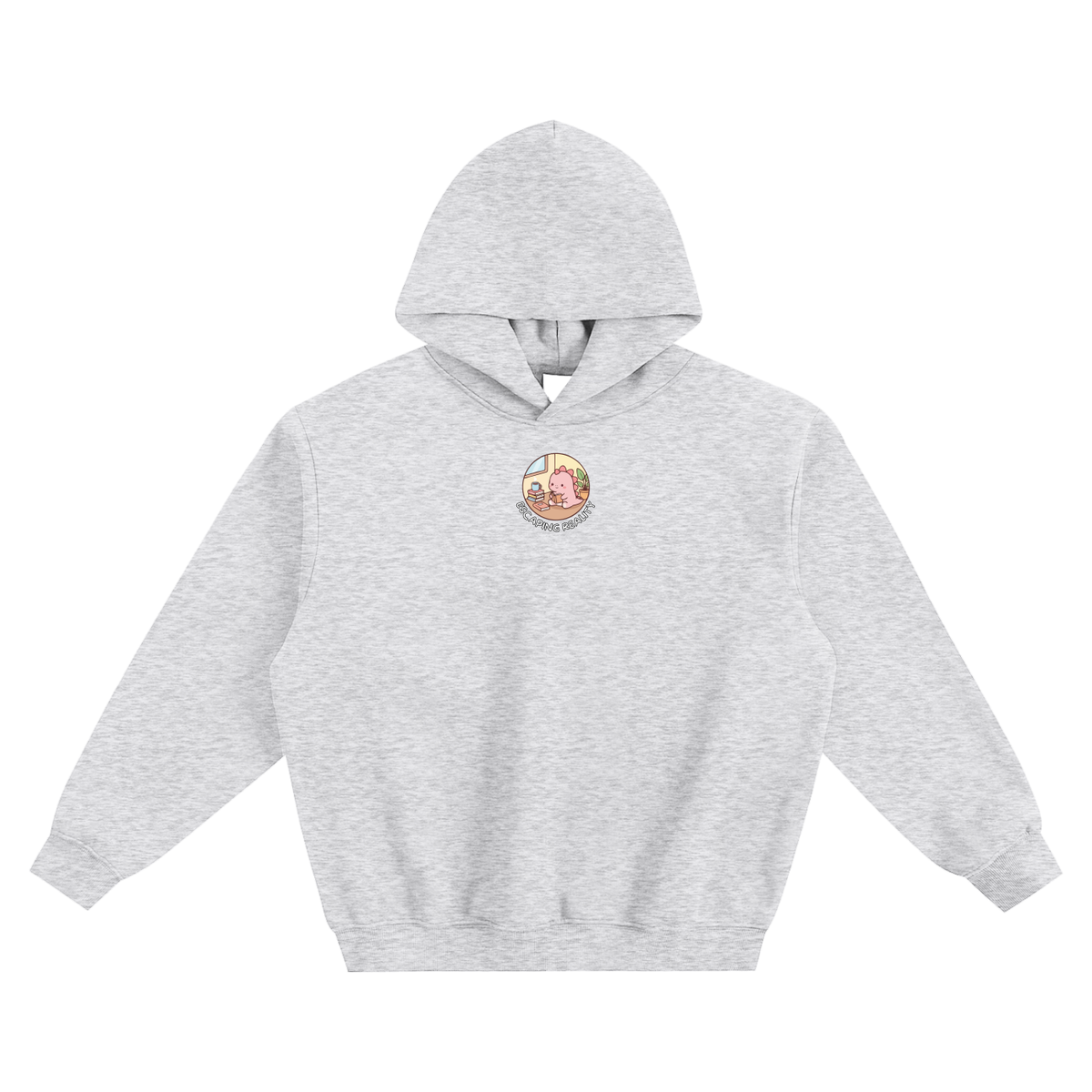 Escaping Reality (Dino) Fleeced Boxy Hoodie