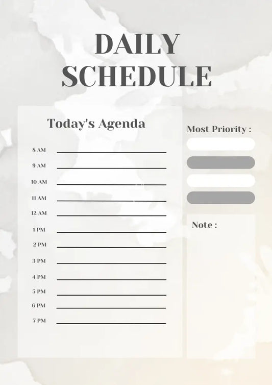 Daily Schedule Blank Poster Poster