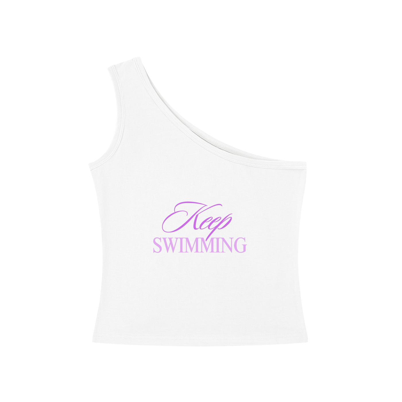 Keep Swimming BTS Purple One-Shoulder Crop T Shirt