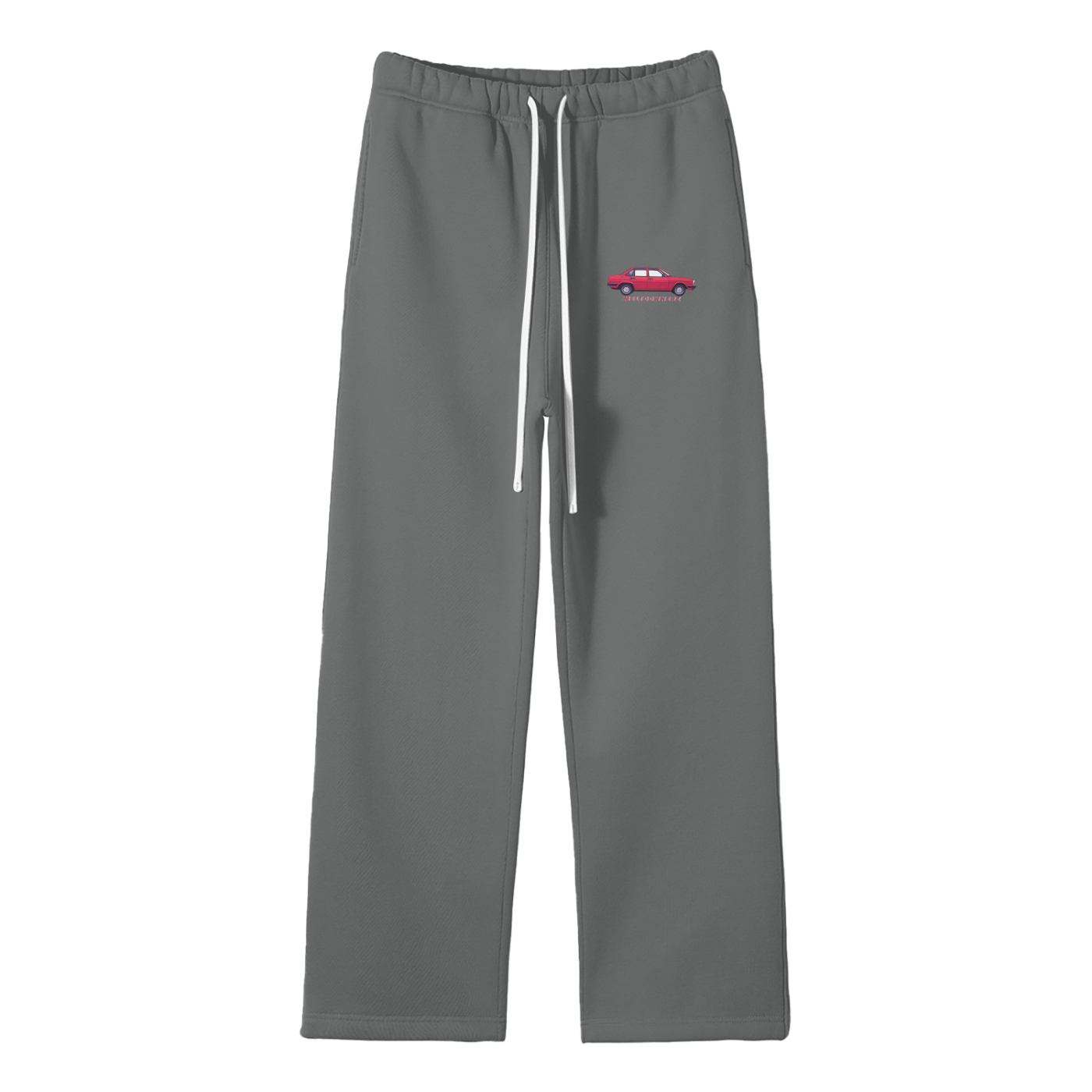 Red Car Streetwear Fleece Straight Leg Pants