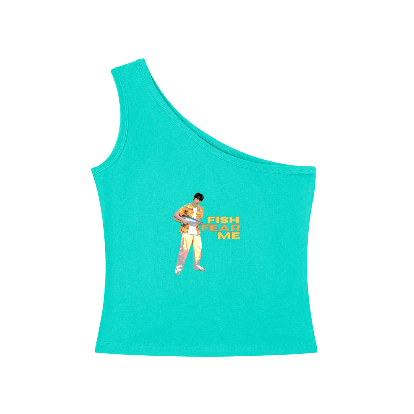 Fish Fear Me (Jin) One-Shoulder Crop T-Shirt