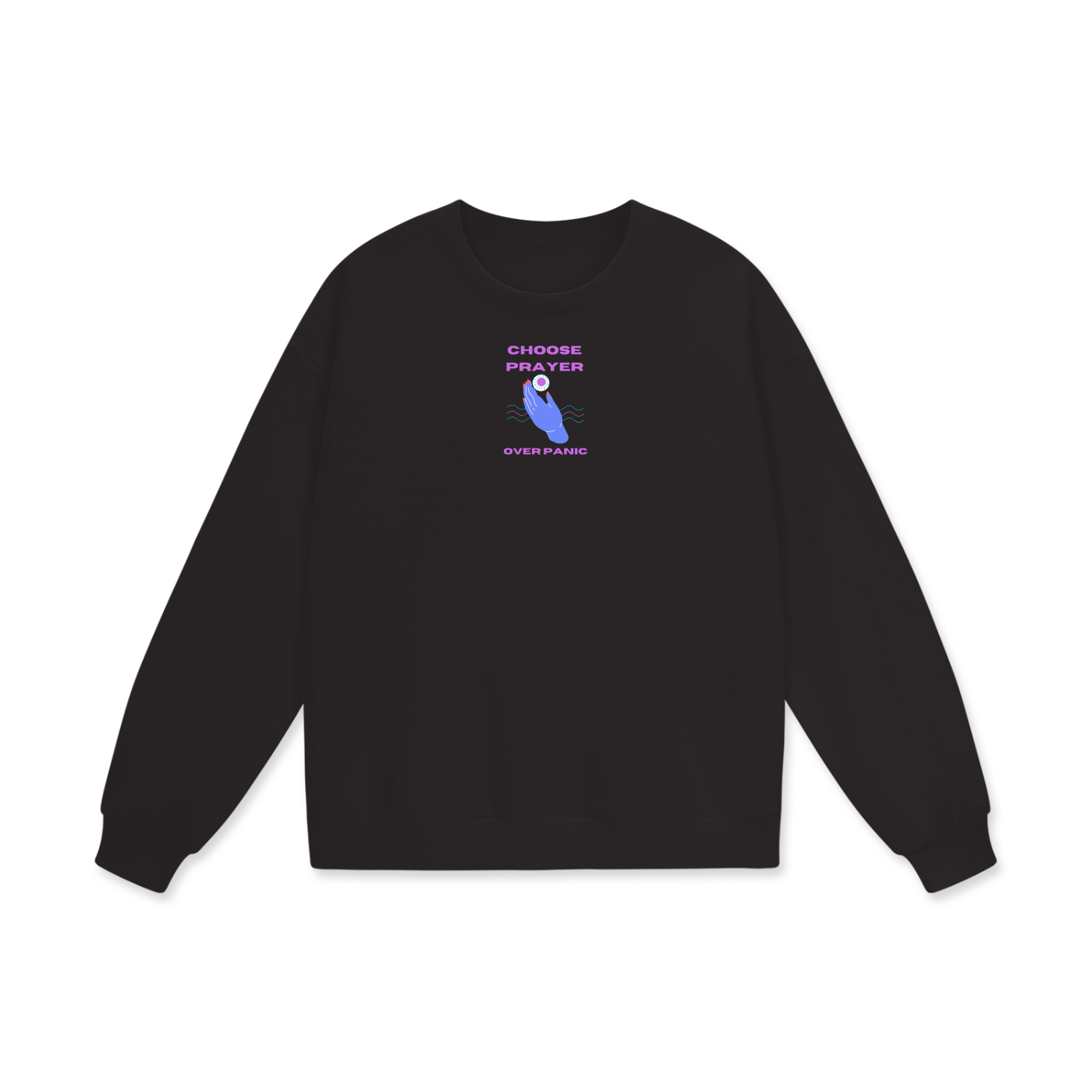 Choose Prayer Over Panic Heavyweight Drop Shoulder Oversized Fleece Sweatshirt