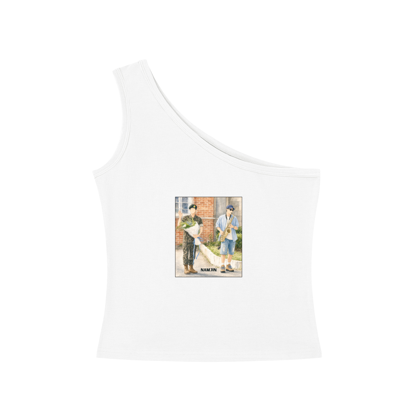 Namjin (Namjoon & Jin) One-Shoulder Crop T Shirt