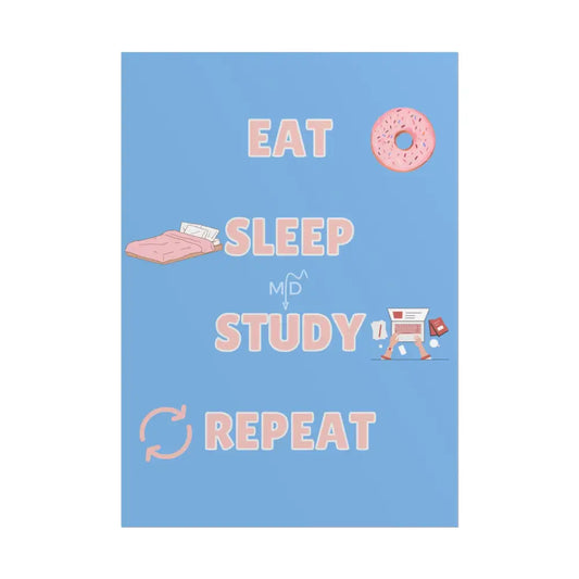 Eat Sleep Study Repeat (4) Poster Poster