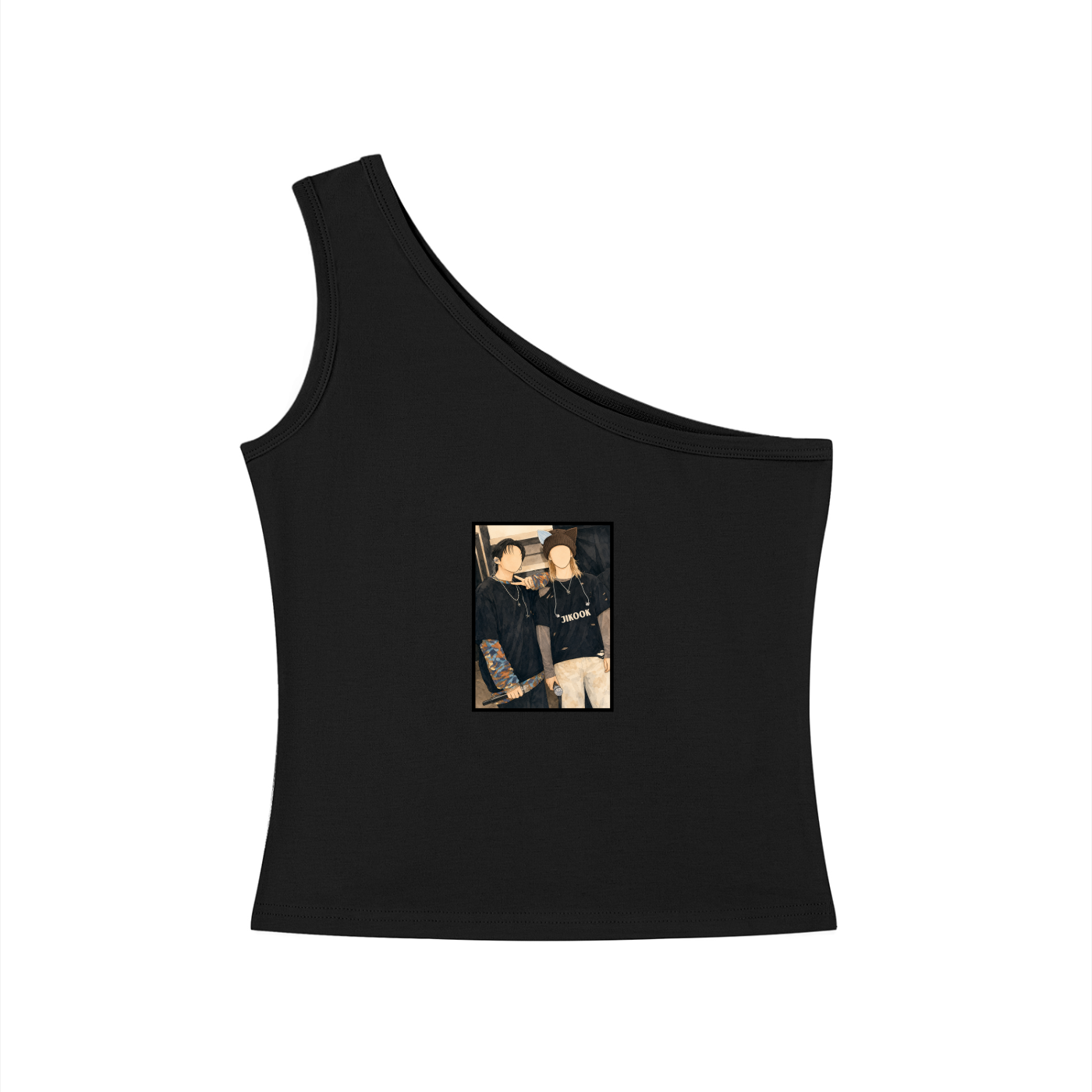 Jikook (Jimin & Jungkook) One-Shoulder Crop T Shirt