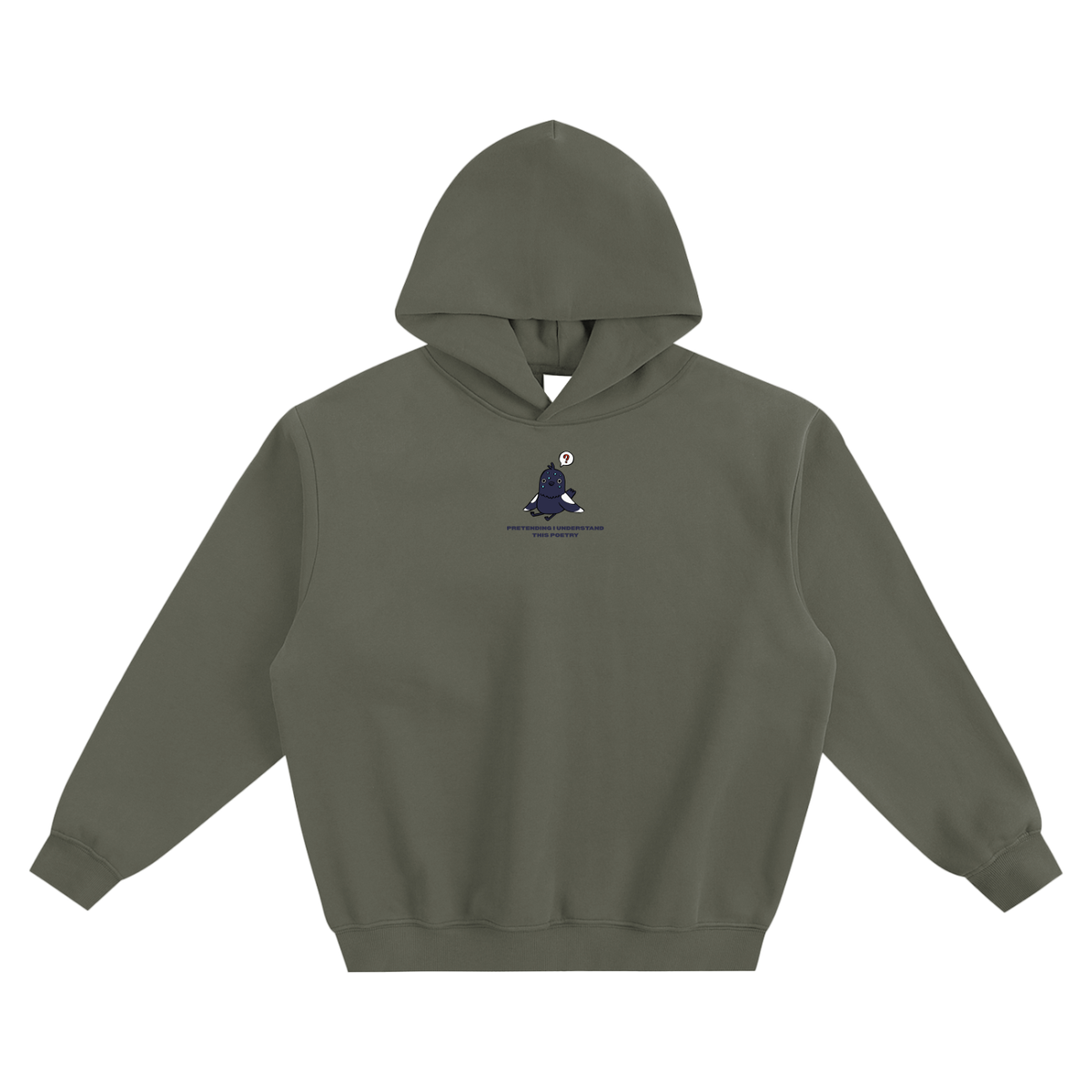 Pretending I Understand This Poetry (Pigeon) Fleeced Boxy Hoodie