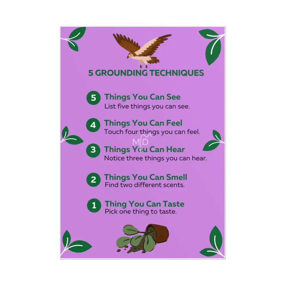 Five Grounding Techniques Poster Poster